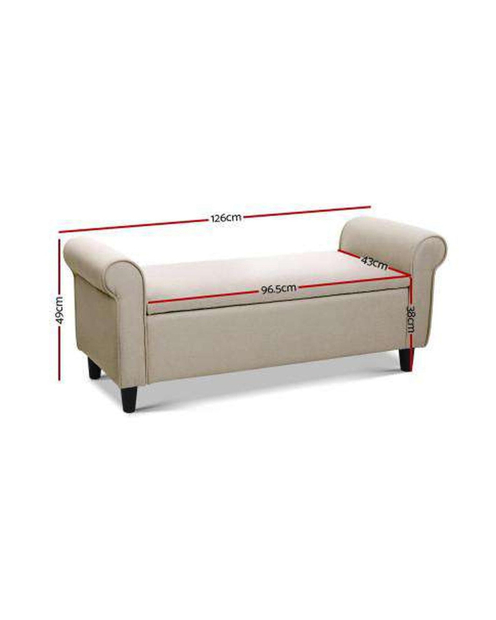 Artiss Ottoman Storage Ottoman Blanket Box Linen Fabric Arm Foot Stool Couch Chest Large