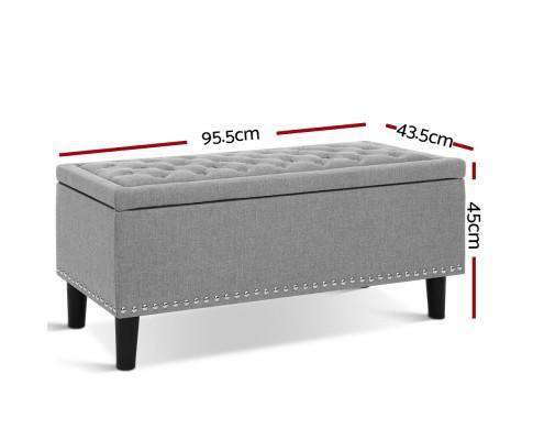 Artiss Ottoman Storage Ottoman Blanket Box Linen Fabric Chest Foot Stool Toy Bench - Grey