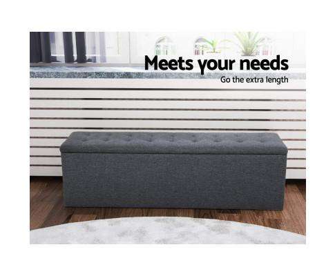 Artiss Ottoman Storage Ottoman Blanket Box Linen Foot Stool Rest Chest Couch Grey