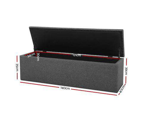 Artiss Ottoman Storage Ottoman Blanket Box Linen Foot Stool Rest Chest Couch Grey