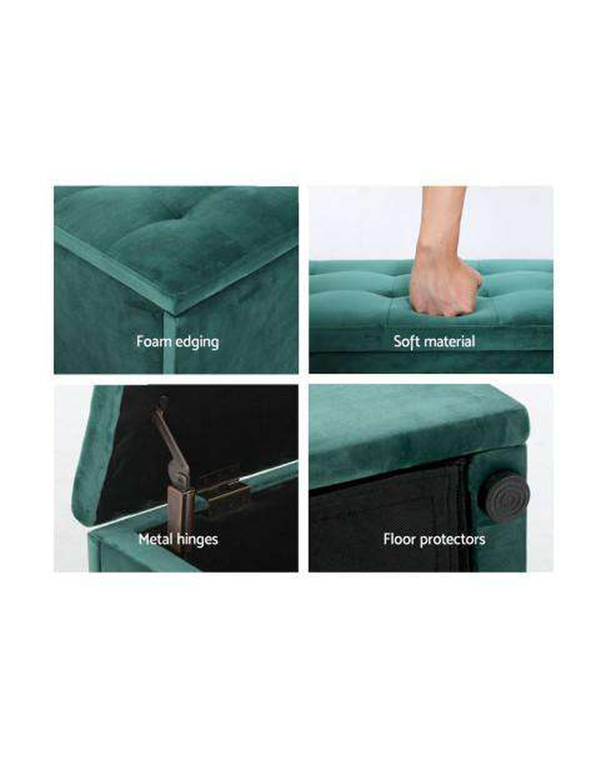 Artiss Ottoman Storage Ottoman Blanket Box Velvet Foot Stool Rest Chest Couch Green