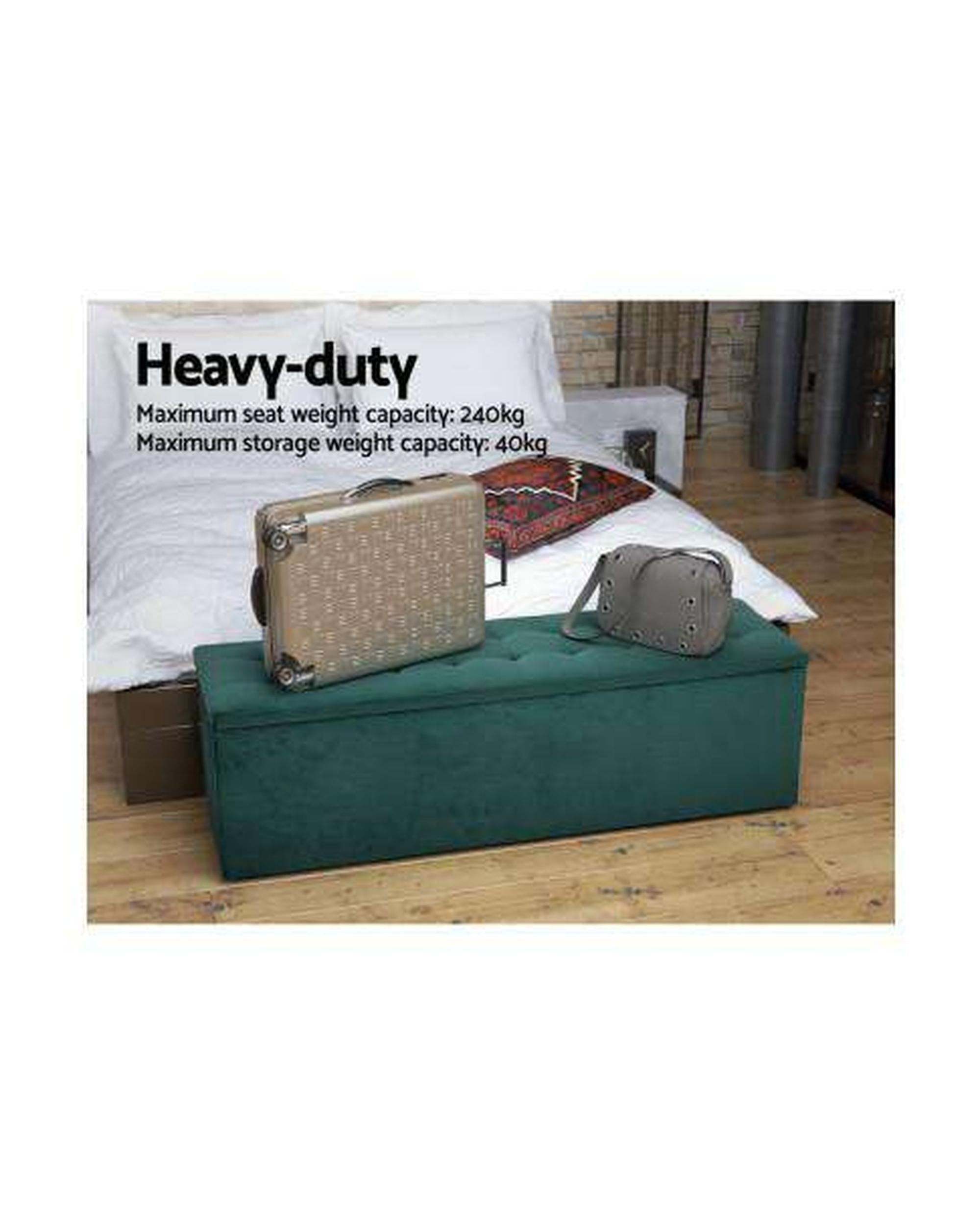 Artiss Ottoman Storage Ottoman Blanket Box Velvet Foot Stool Rest Chest Couch Green