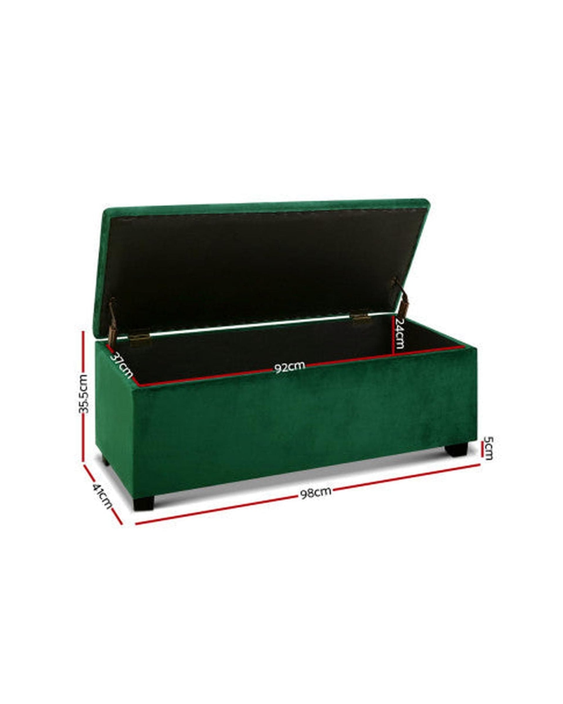 Artiss Ottoman Storage Ottoman Blanket Box Velvet Footstool Rest Chest Couch Toy Green