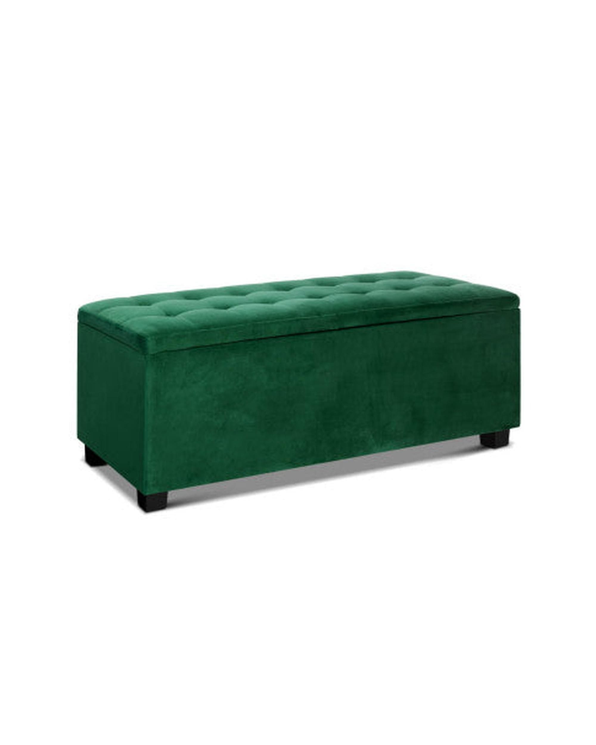Artiss Ottoman Storage Ottoman Blanket Box Velvet Footstool Rest Chest Couch Toy Green