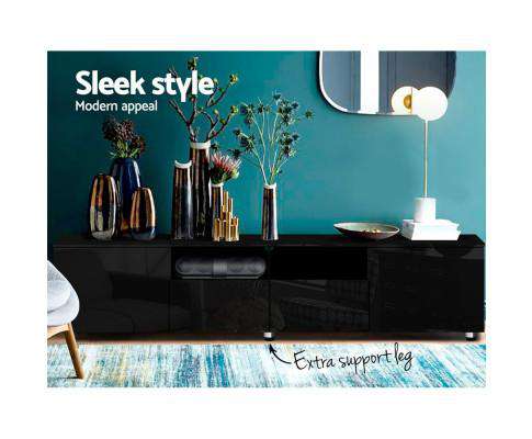 Artiss TV Unit TV Cabinet Entertainment Unit Stand High Gloss Furniture 205cm Black