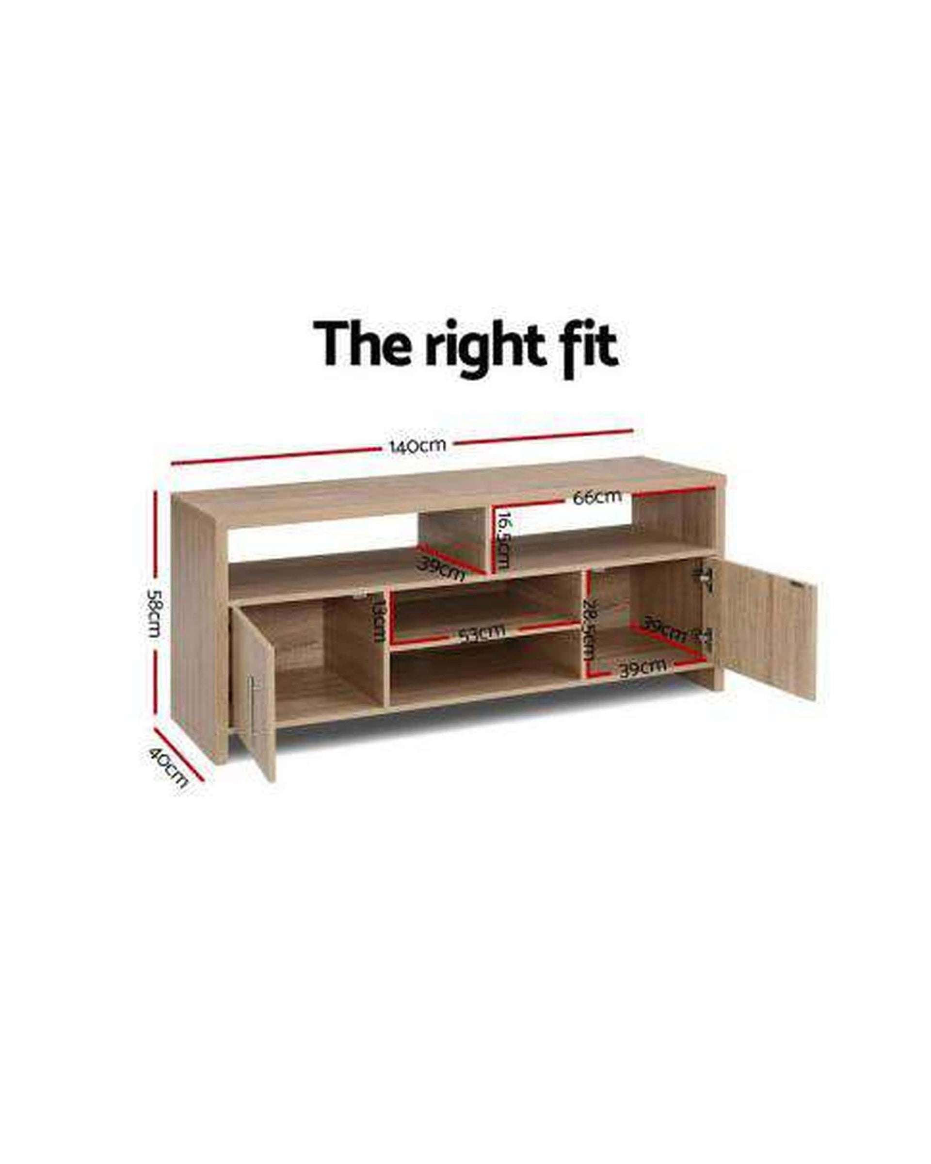 Artiss TV Unit TV Cabinet Entertainment Unit Stand Storage Shelf Sideboard 140cm Oak
