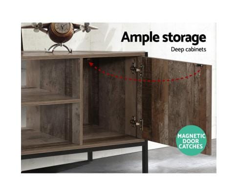 Artiss TV Unit TV Cabinet Entertainment Unit Stand Storage Wood Industrial Rustic 124cm