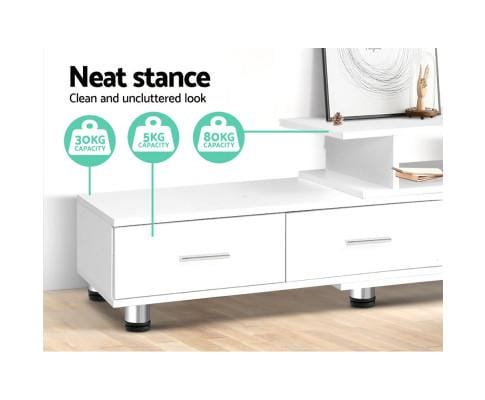 Artiss TV Unit TV Cabinet Entertainment Unit Stand Wooden 160CM To 220CM Lowline Storage Drawers White
