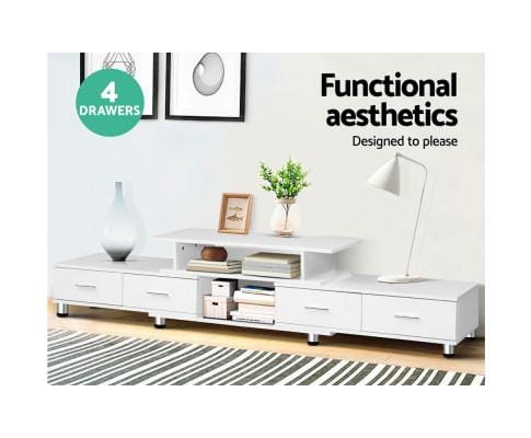 Artiss TV Unit TV Cabinet Entertainment Unit Stand Wooden 160CM To 220CM Lowline Storage Drawers White