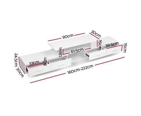 Artiss TV Unit TV Cabinet Entertainment Unit Stand Wooden 160CM To 220CM Lowline Storage Drawers White
