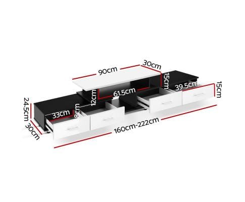 Artiss TV Unit TV Cabinet Entertainment Unit Stand Wooden 160CM To 220CM Storage Drawers Black White