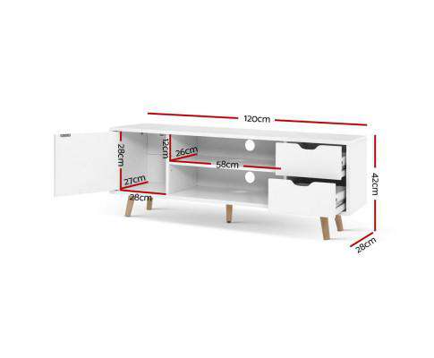 Artiss TV Unit TV Cabinet Entertainment Unit Stand Wooden Scandinavian 120cm White