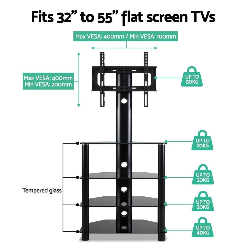 Artiss TV Accessories TV Mount Stand Swivel Bracket 3 Tier Floor Shelf 32 to 50 inch Universal
