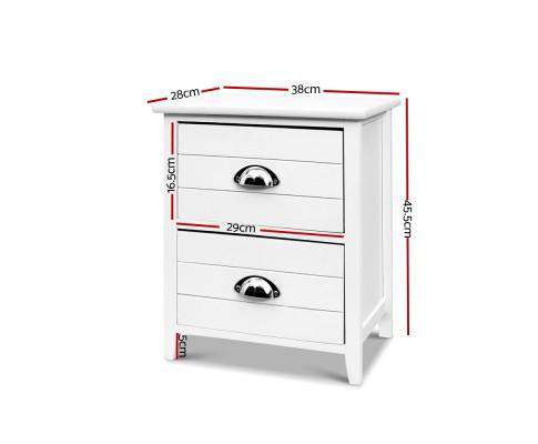 Artiss Bedside Table Twin Pack Bedside Table Two Drawers - White