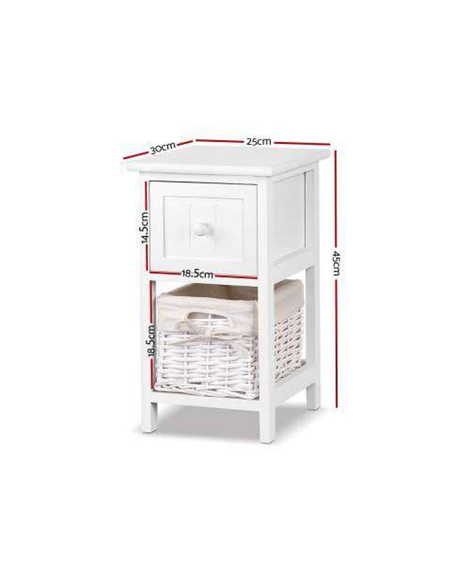 Artiss Bedside Table Twin Pack Budget Bedside Table - White
