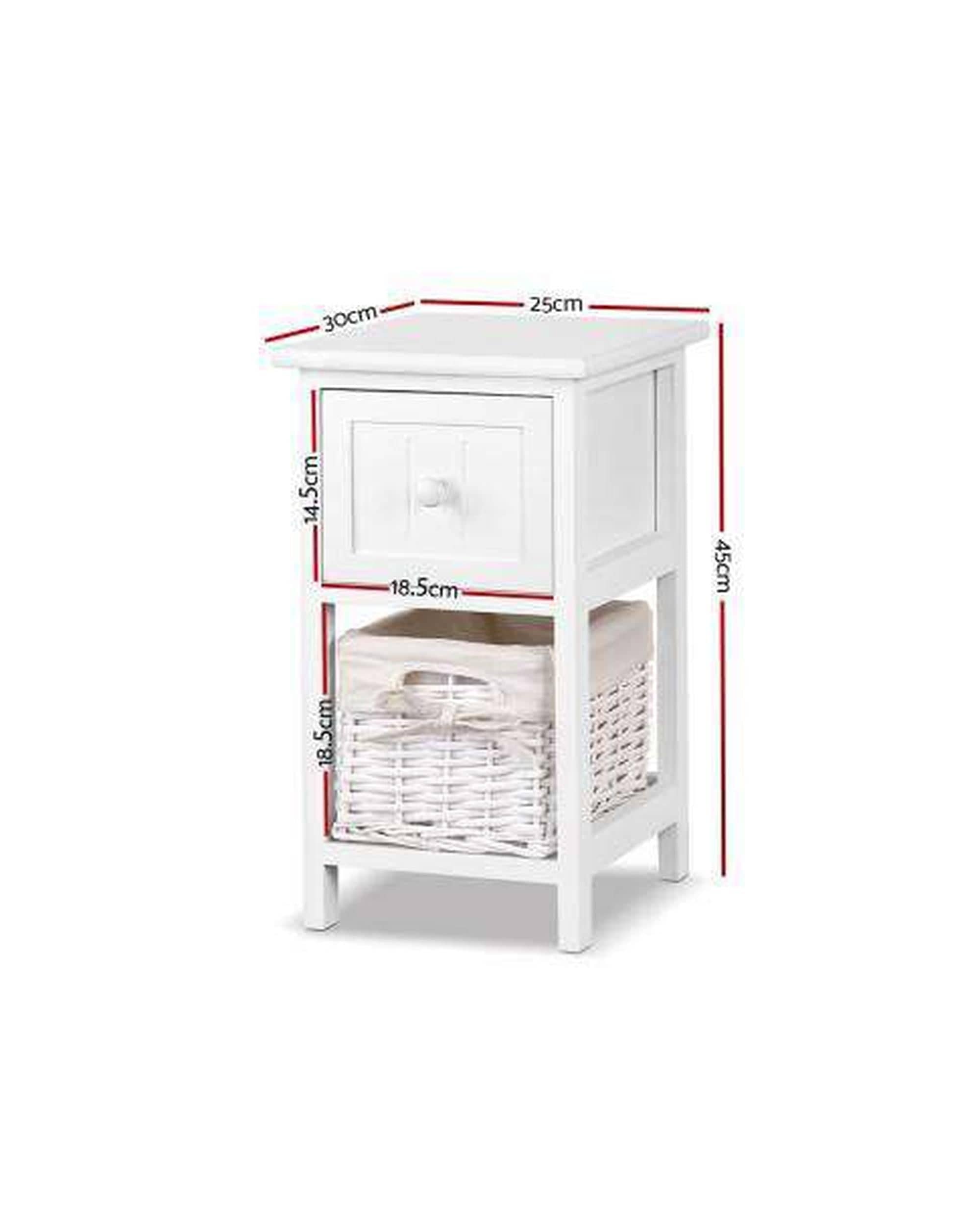 Artiss Bedside Table Twin Pack Budget Bedside Table - White