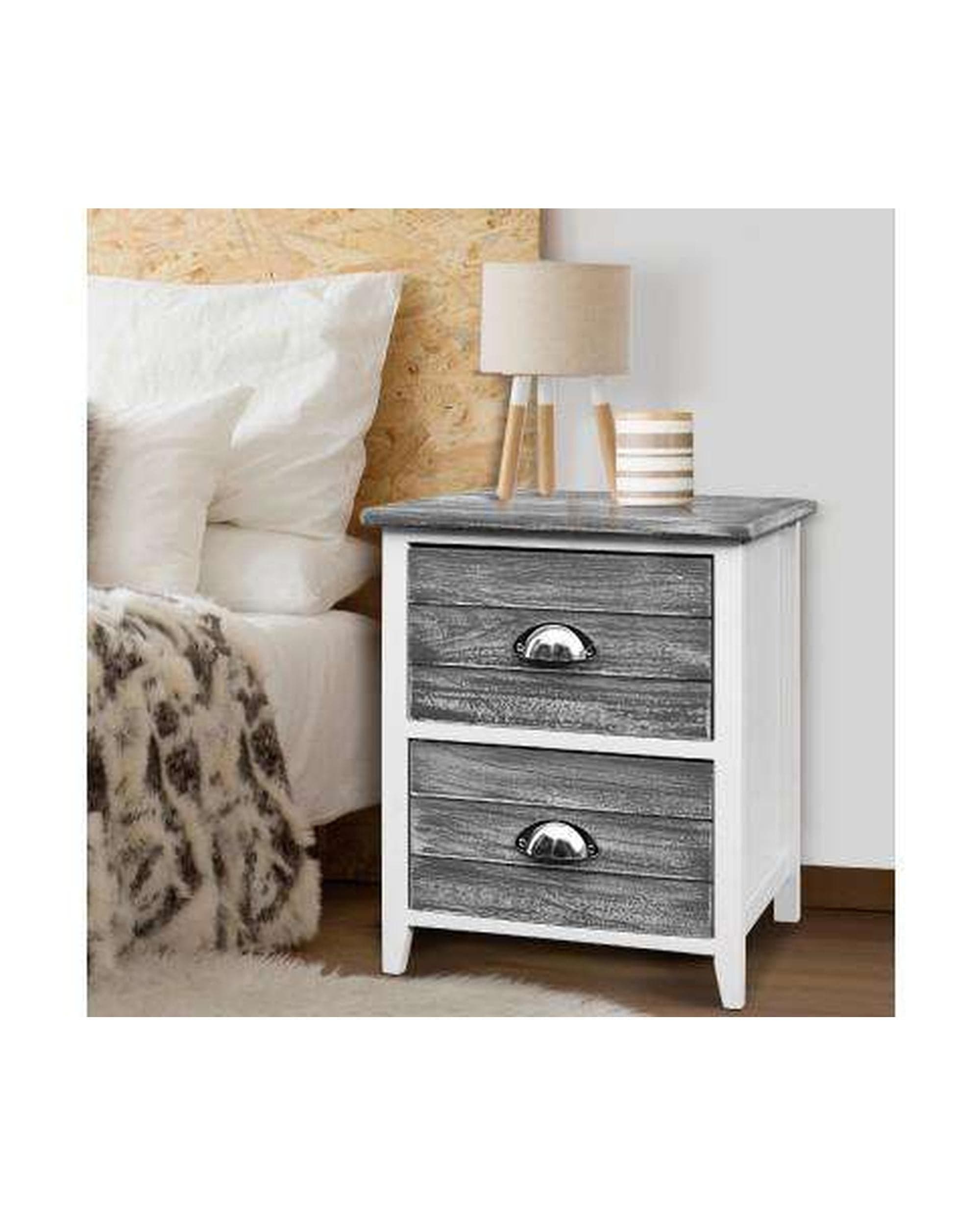 Artiss Bedside Table Two Bedside Table - Grey