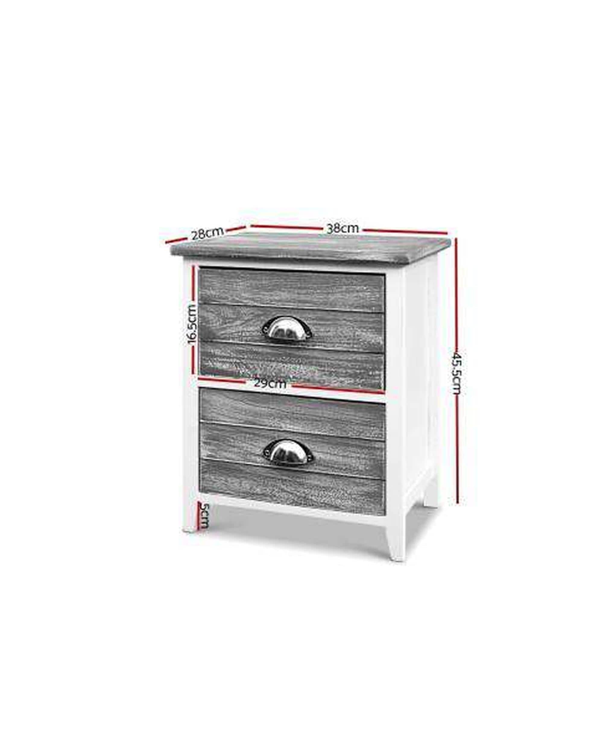 Artiss Bedside Table Two Bedside Table - Grey