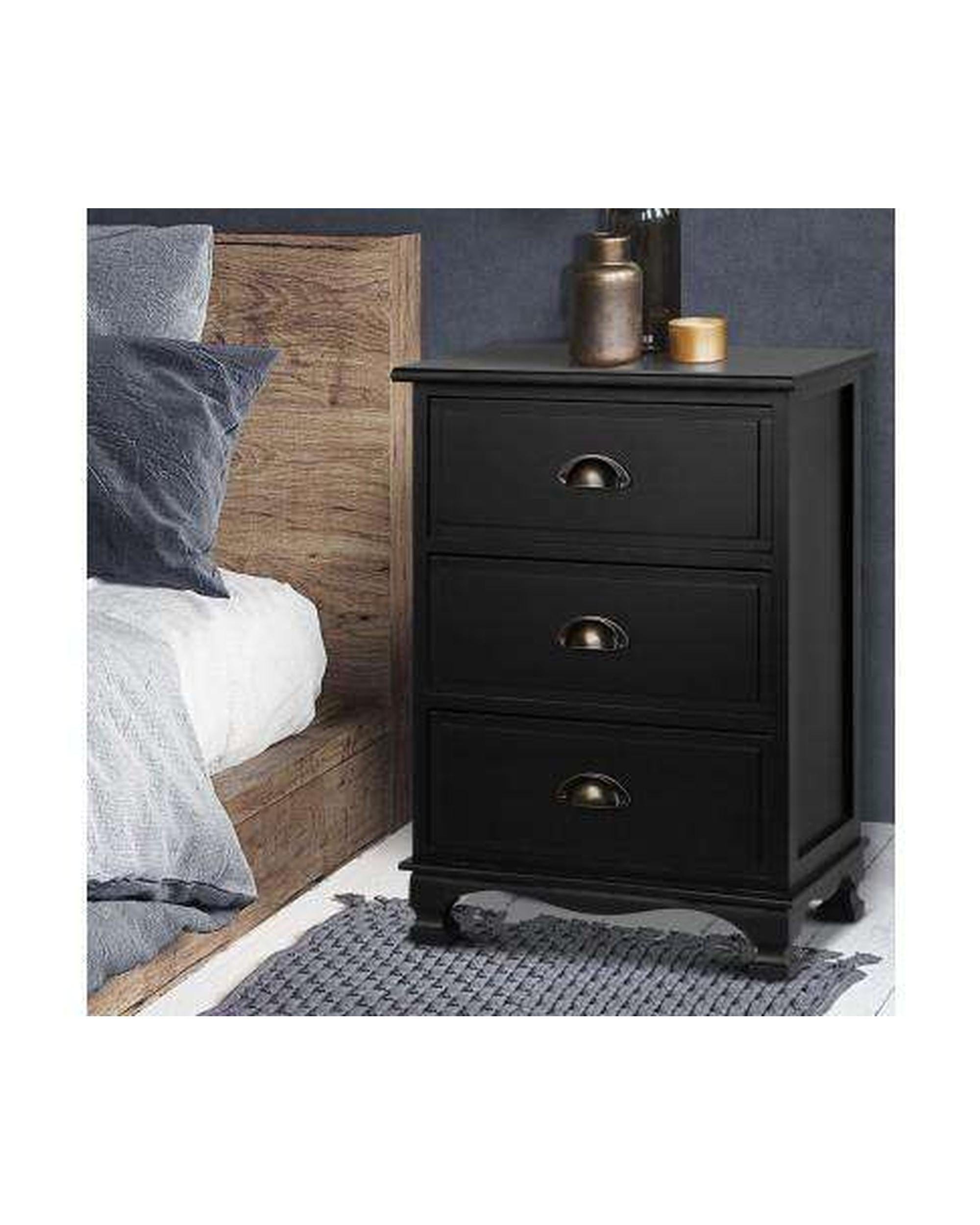 Artiss Bedside Table Vintage Bedside - Black