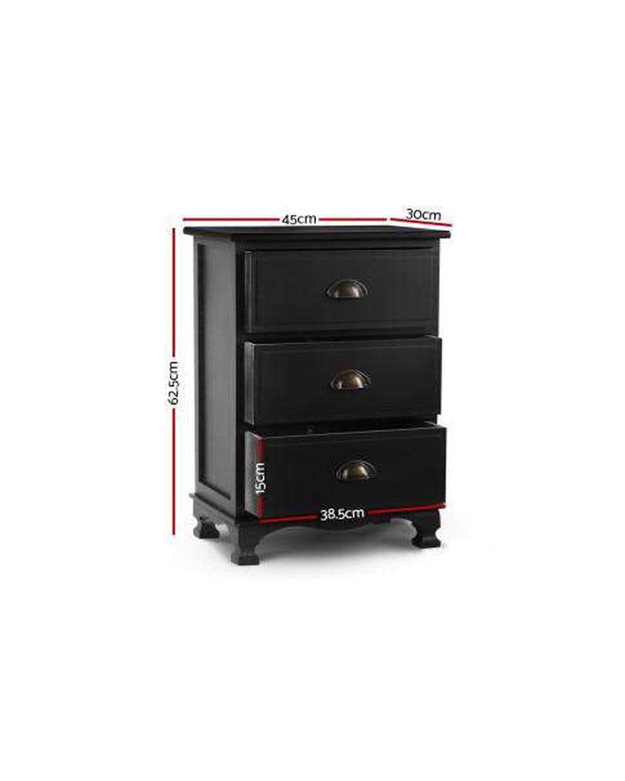 Artiss Bedside Table Vintage Bedside - Black