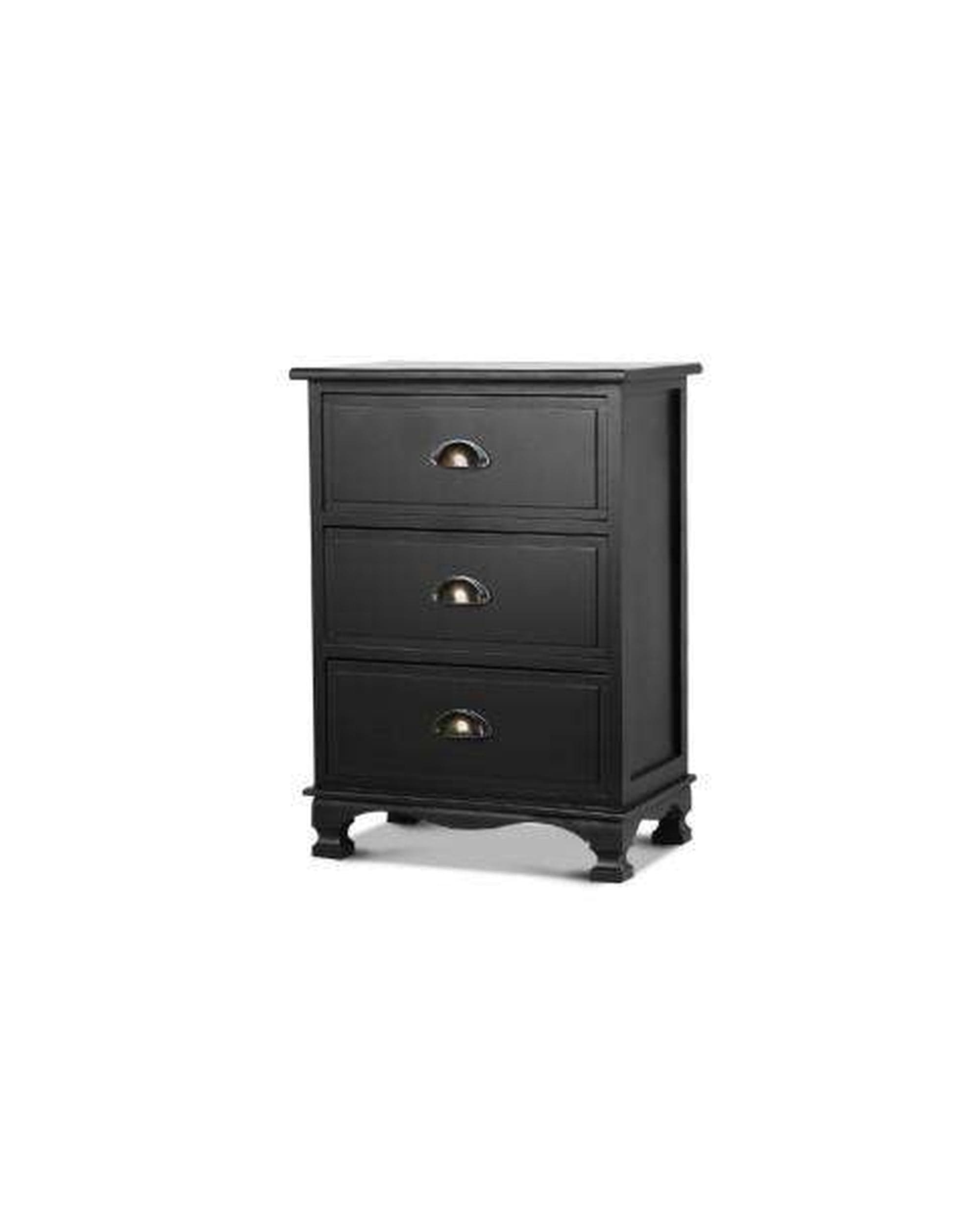 Artiss Bedside Table Vintage Bedside - Black