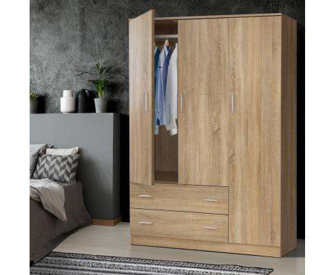 Artiss Chest of Drawers Wardrobe Bedroom Clothes Closet 3 Doors Storage Cabinet Organiser Armoire