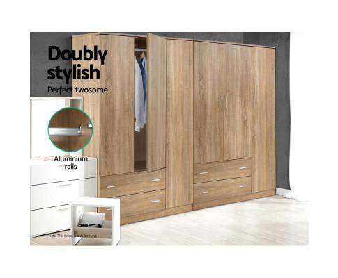 Artiss Chest of Drawers Wardrobe Bedroom Clothes Closet 3 Doors Storage Cabinet Organiser Armoire