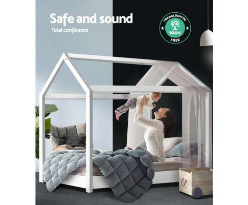 Artiss Bedframe White Timber/ Pine Bed Frames