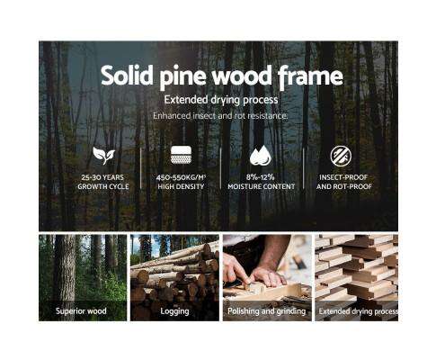 Artiss Bedframe White Timber/ Pine Bed Frames