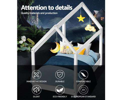 Artiss Bedframe White Timber/ Pine Bed Frames
