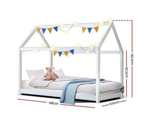 Artiss Bedframe White Timber/ Pine Bed Frames