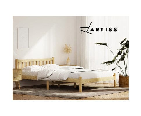 Artiss Bedframe Wooden Bed Base Pine Timber Mattress Foundation Oak