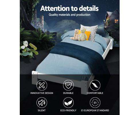 Artiss Base Wooden Bed Base - White