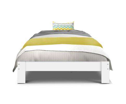 Artiss Base Wooden Bed Base - White