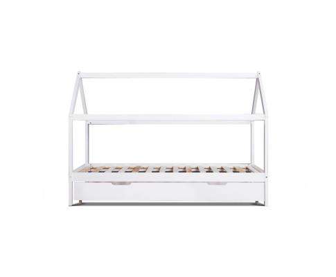 Artiss Bedframe Wooden Bed Frame Single Size Trundle Mattress Base Timber Platform Pine Wood White