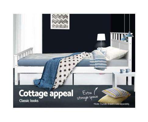 Artiss Bedframe Wooden Bed Frame White EVA