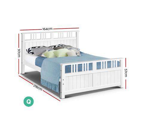 Artiss Bedframe Wooden Bed Frame White EVA