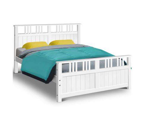 Artiss Bedframe Wooden Bed Frame White EVA
