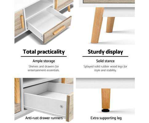Artiss TV Unit Wooden Entertainment Unit - White & Wood