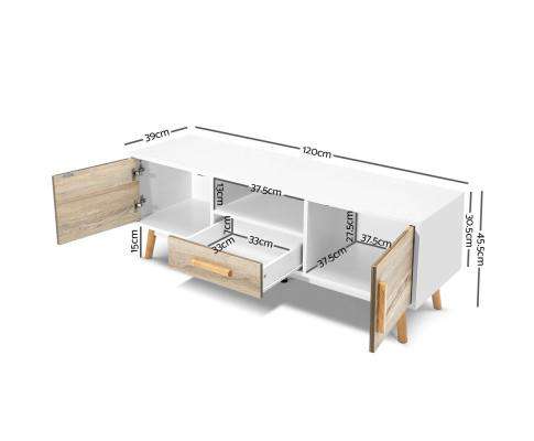 Artiss TV Unit Wooden Entertainment Unit - White & Wood