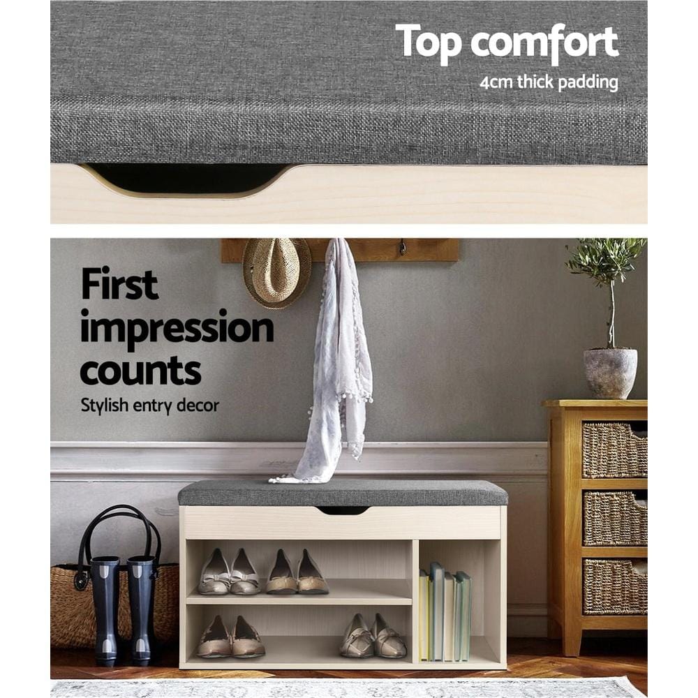 Artiss Shoe Rack Wooden Shoe Organiser - Natural