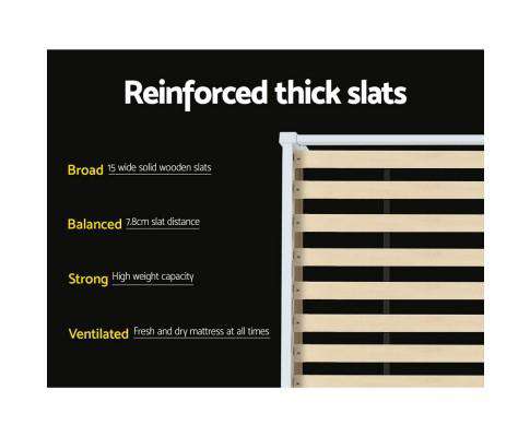 Artiss Bedframe Wooden Trundle Bed Frame - White