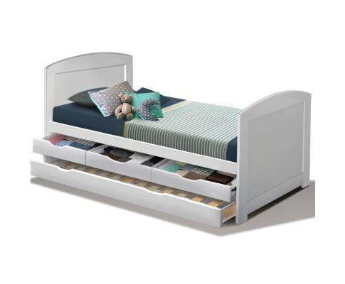Artiss Bedframe Wooden Trundle Bed Frame - White