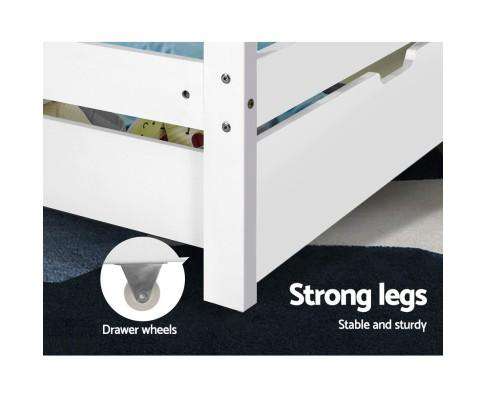 Artiss Bedframe Wooden White BALI Kids Bedframe