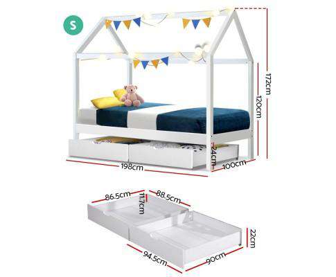 Artiss Bedframe Wooden White BALI Kids Bedframe