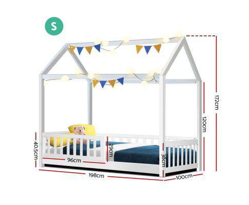 Artiss Bedframe Wooden White Rock Kids Bedframe