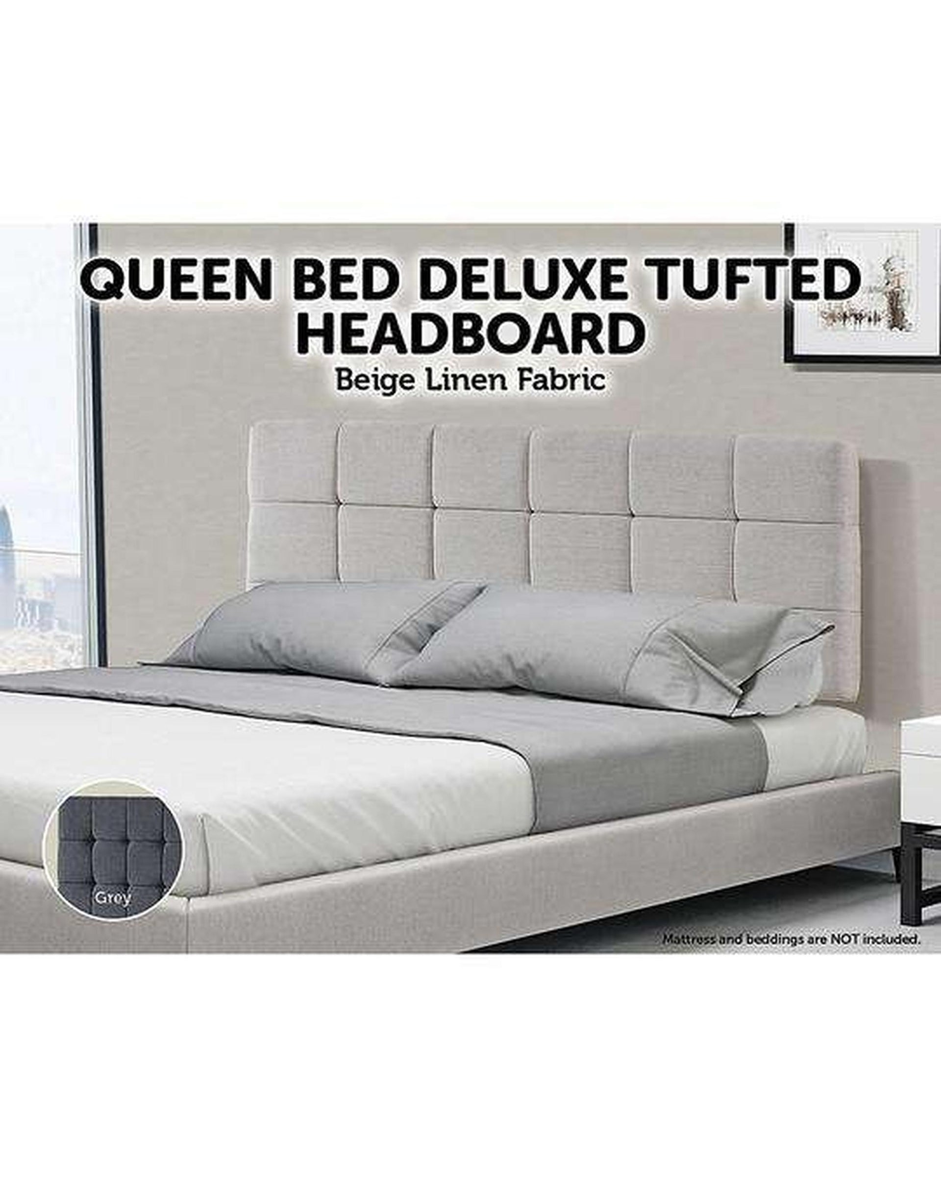 Tuft Fabric Linen Bedhead - 2 Colours Palermo