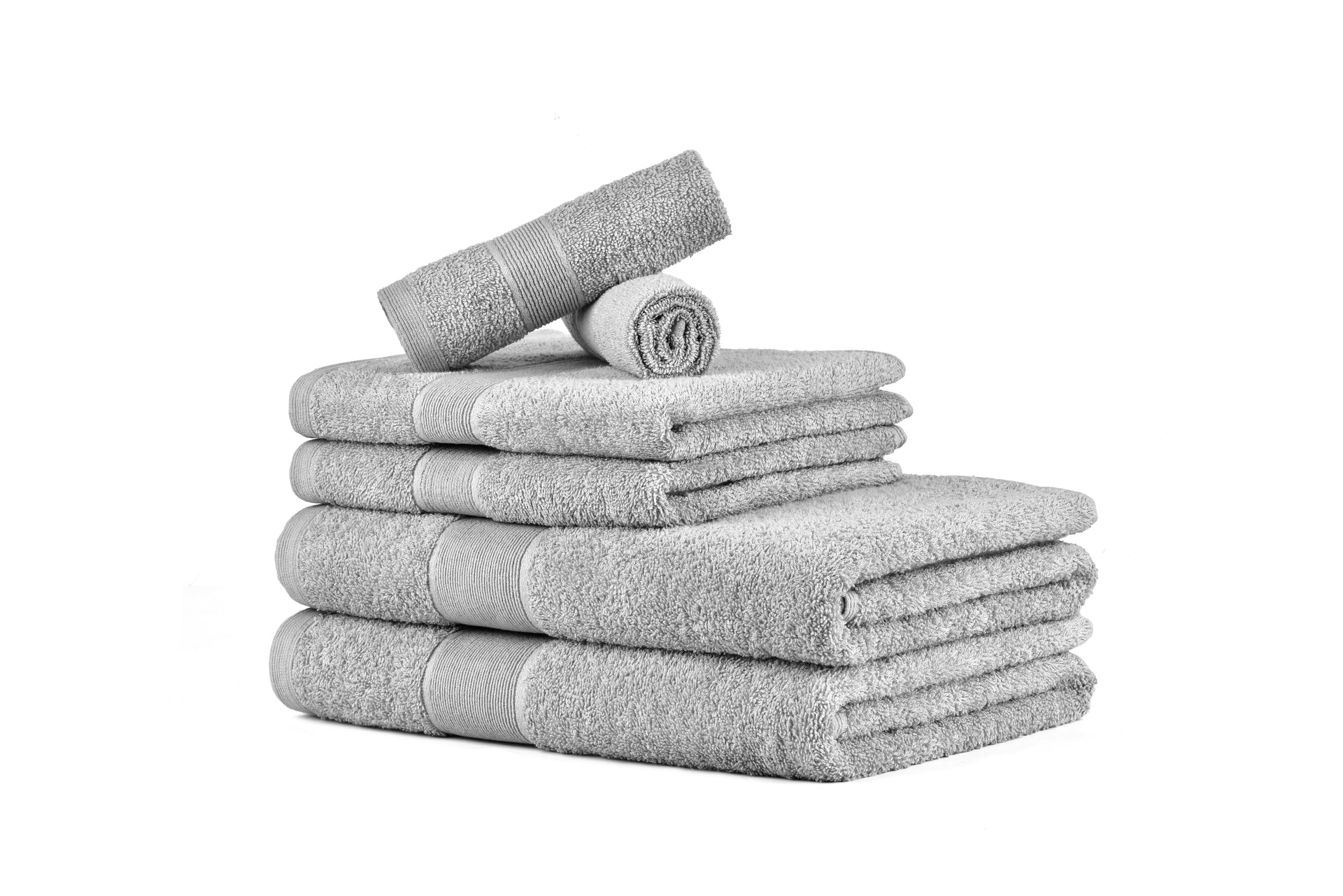 Amelia 500GSM 100% Cotton Towel Set -Single Ply carded 6 Pieces -Glacier Grey Amelia