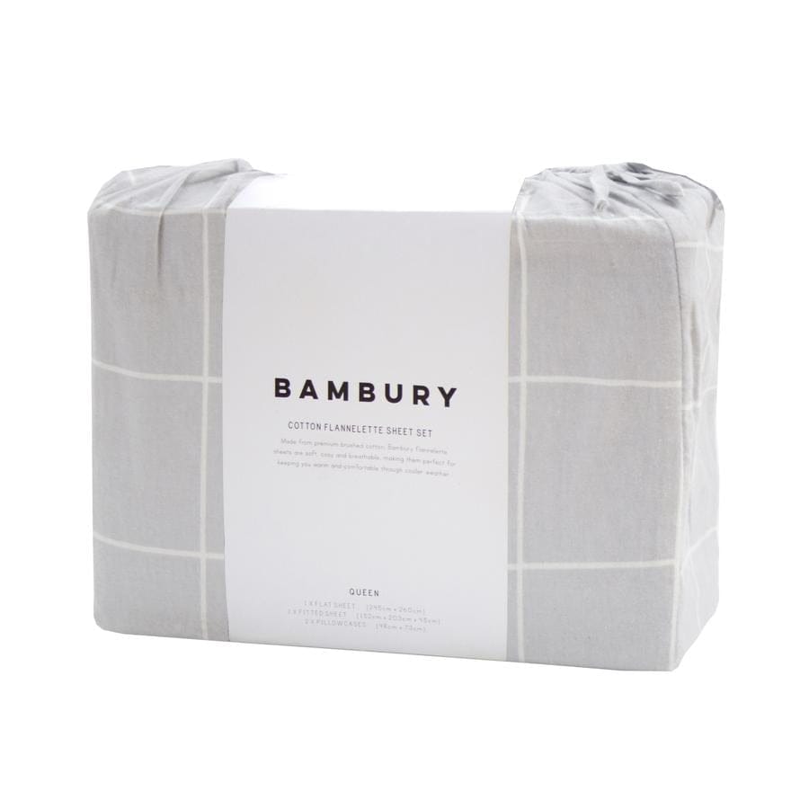 Bambury Bed Sheets Bambury Carrington Flannelette Sheet Set - Silver