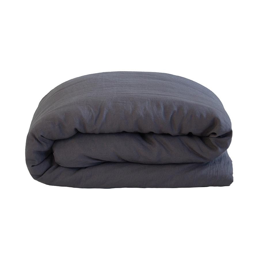 Bambury Quilt Cover Bambury French Linen Quilt Cover Set - Charcoal